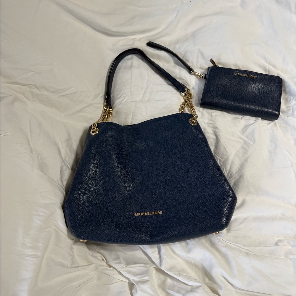 Michael Kors Dark Blue Shoulder Bag and Wallet